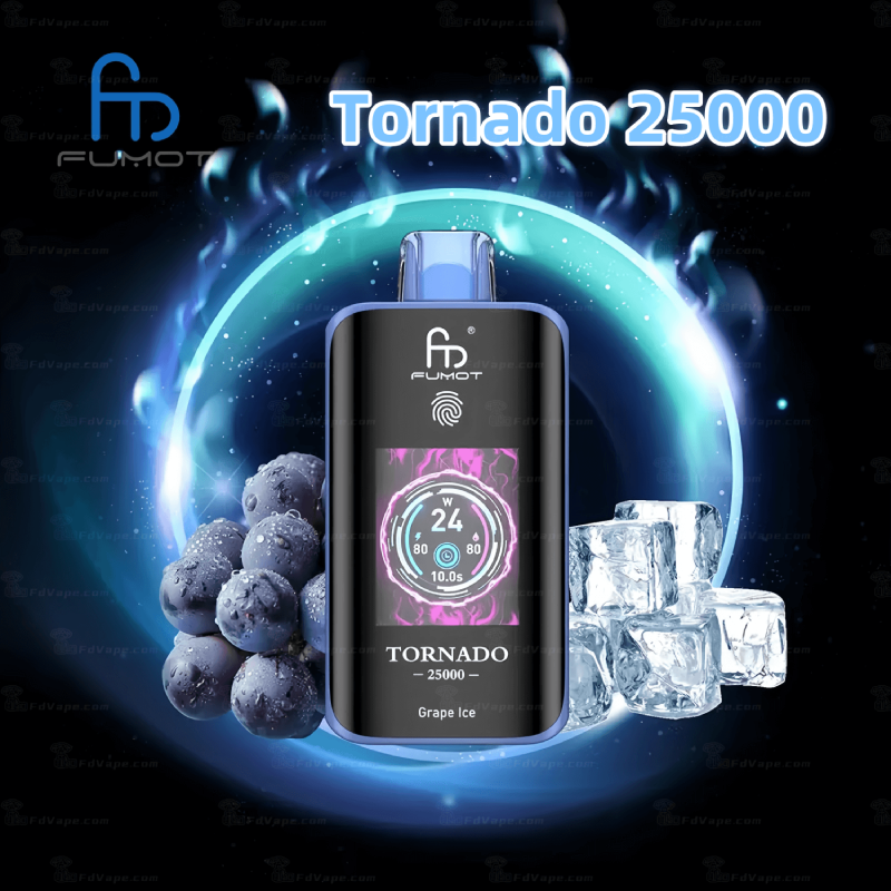 🧊 Fumot Tornado 25K – Disposable Vape with Dual-Mesh Coil & LED Display🍓🥭🍏