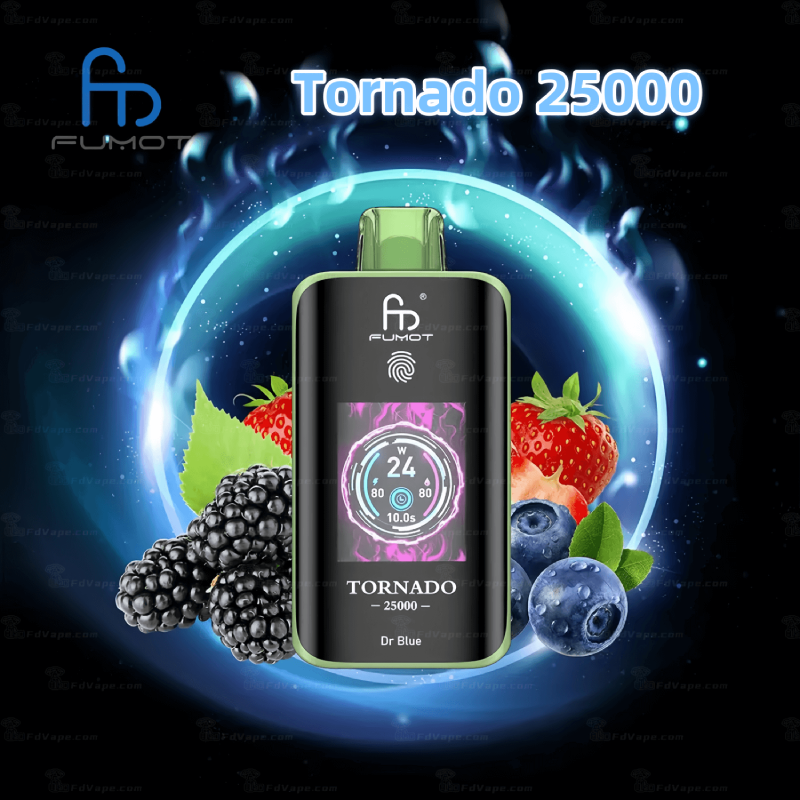 🧊 Fumot Tornado 25K – Disposable Vape with Dual-Mesh Coil & LED Display🍓🥭🍏
