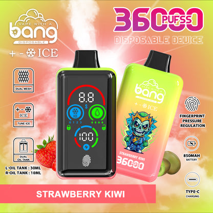 Bang 36K Puffs Adjustable Ice Smart Full Screen Disposable Vape 36ml 0-5% Nicotine