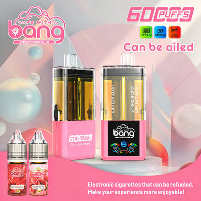 Bang 60K 60000 Puffs Dual Flavors Rechargeable Original Refillable Oil Vape