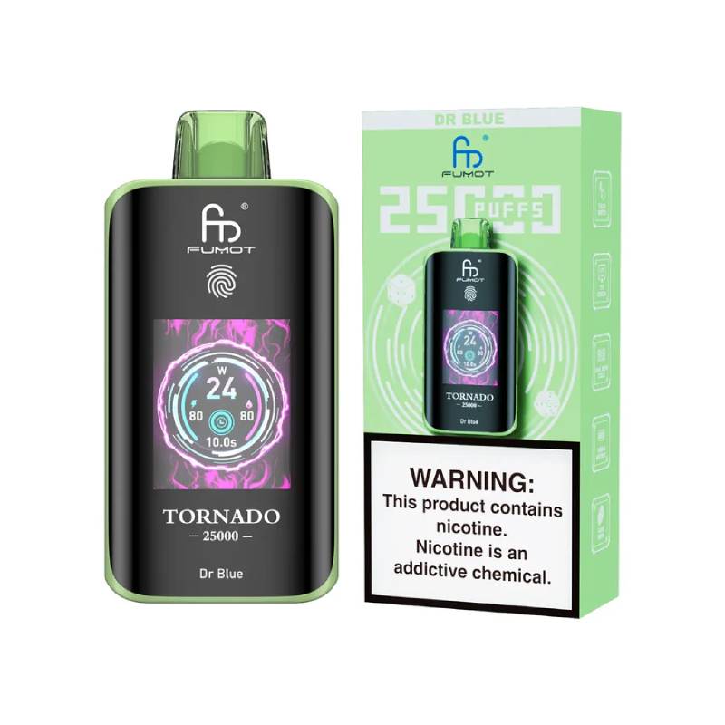 🧊 Fumot Tornado 25K – Disposable Vape with Dual-Mesh Coil & LED Display🍓🥭🍏