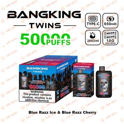 Bang King Twins 50000 50K Puffs 2% 3% 5% Nicotine Double Taste LED Display Disposable Vape