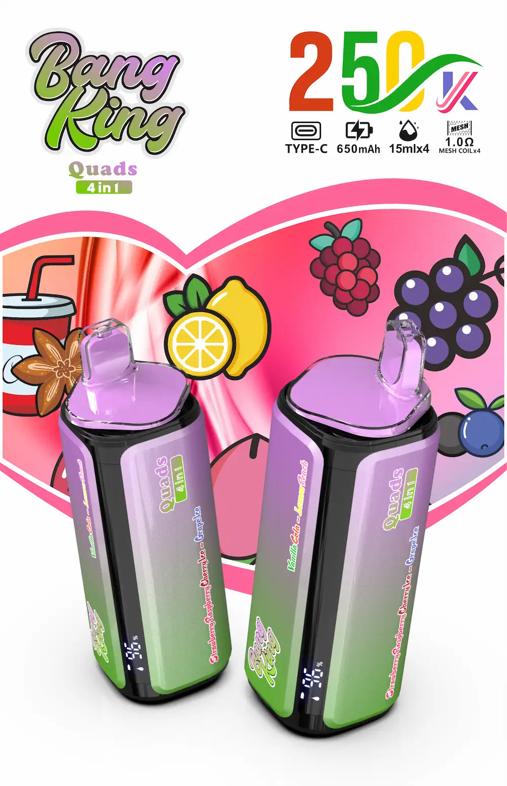 Bang King 250000 (250K) Puffs 4 in 1 Disposable Vape