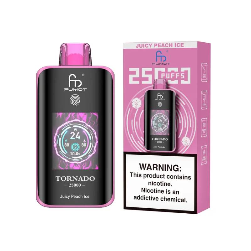 🧊 Fumot Tornado 25K – Disposable Vape with Dual-Mesh Coil & LED Display🍓🥭🍏