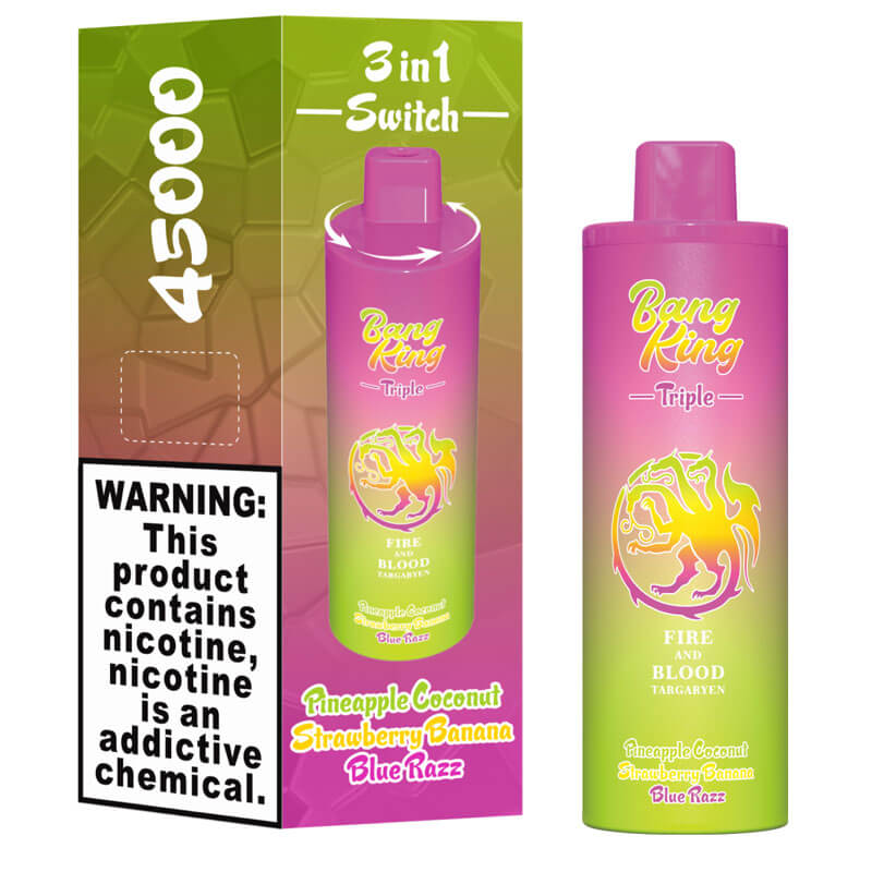Bang King Triple 45000 45K Puffs Vape 3 in 1 Flavors Newest Original Rechargeable Disposable Vape