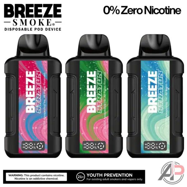 Breeze Smoke Stratus 15k Puffs Disposable Vape 0% Zero Nicotine