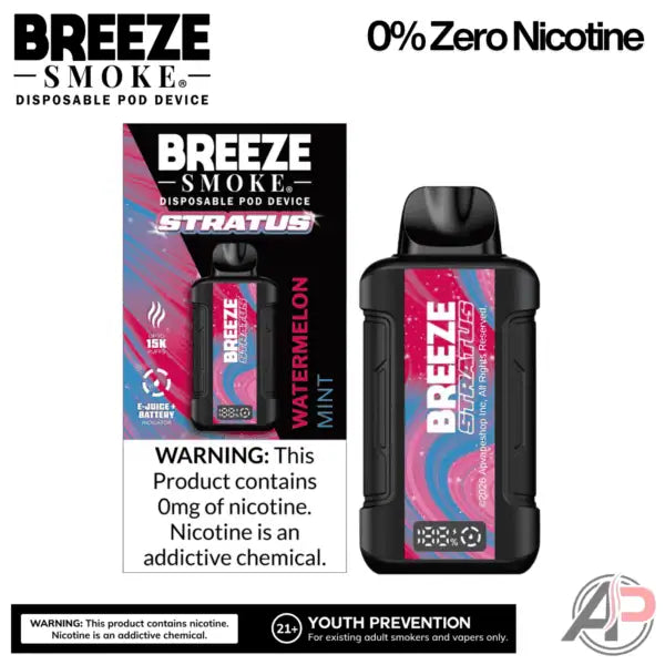 Breeze Smoke Stratus 15k Puffs Disposable Vape 0% Zero Nicotine