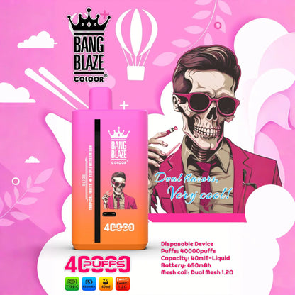Bang Blaze 40000 40K Puffs 2% 3% 5% Nicotine Double Taste Disposable Vape