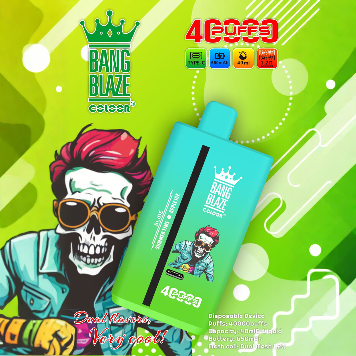 Bang Blaze 40000 40K Puffs 2% 3% 5% Nicotine Double Taste Disposable Vape