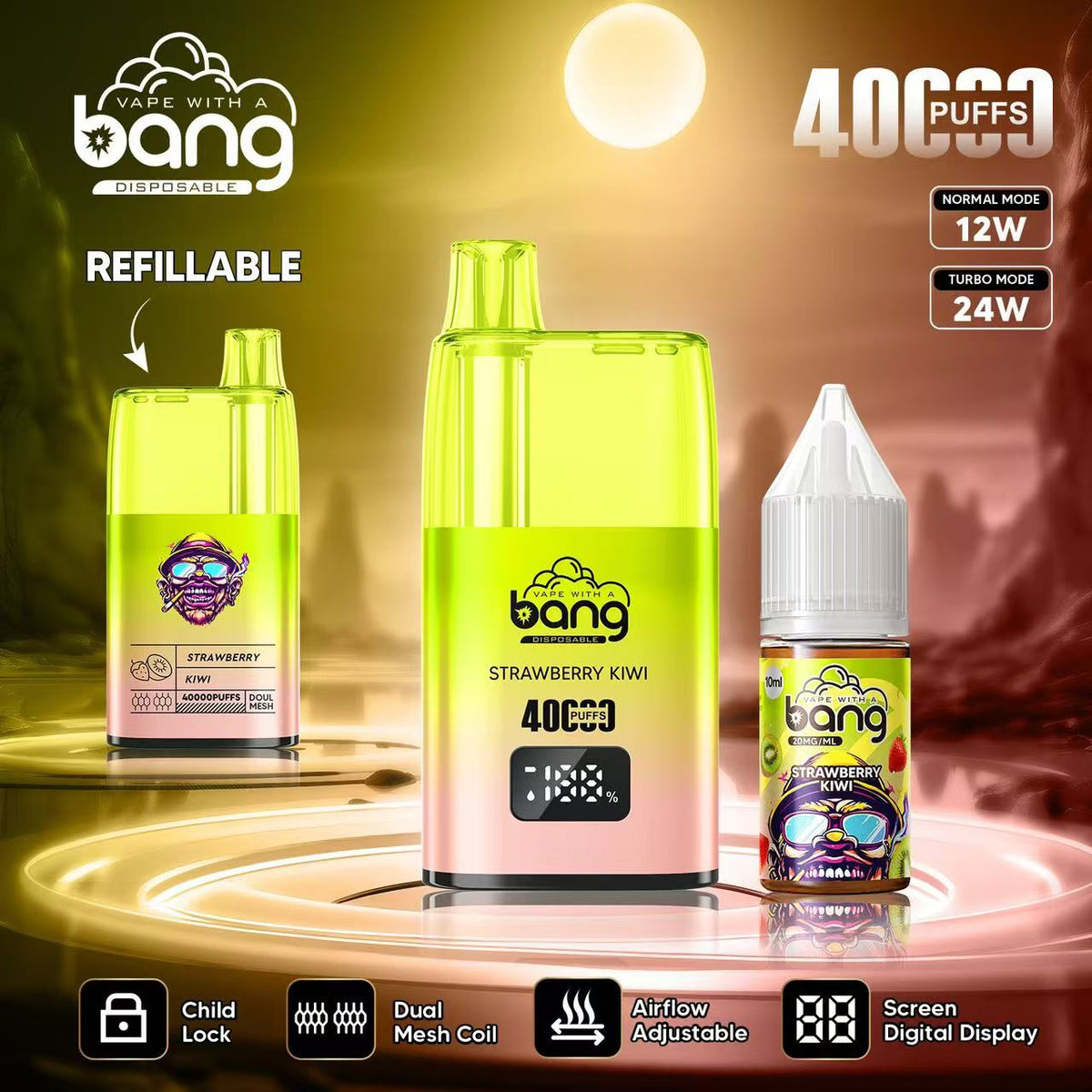 Bang 40000 40K Puffs LED Digital Display Screen Refillable Oil Vape