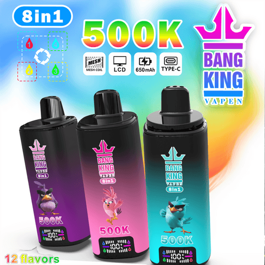 Bang King 500K 8-in-1 Disposable Vape – Rechargeable Angry Birds Edition 8 Flavor Switch Vape  - BangVapes