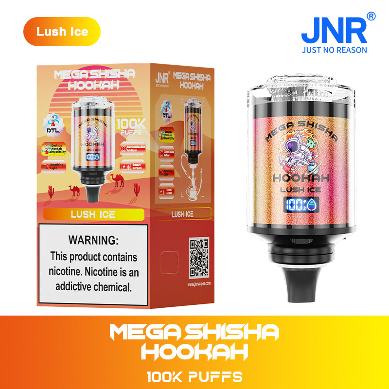 JNR Mega Shisha Hookah 100000 100K Puffs Large Capacity LED Display Disposable Vape