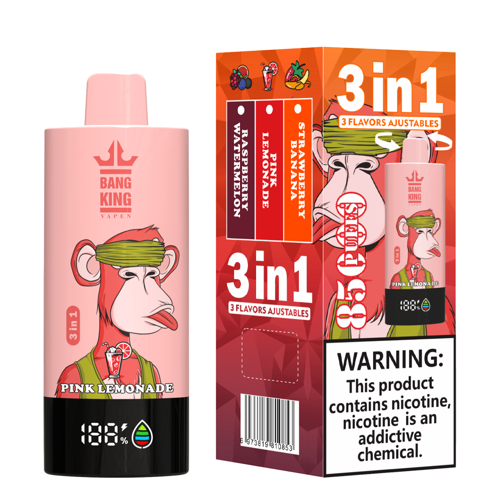 Bang King 85000 85k Puffs 3 in 1 Flavors Newest Original Rechargeable LCD Display Disposable Vape