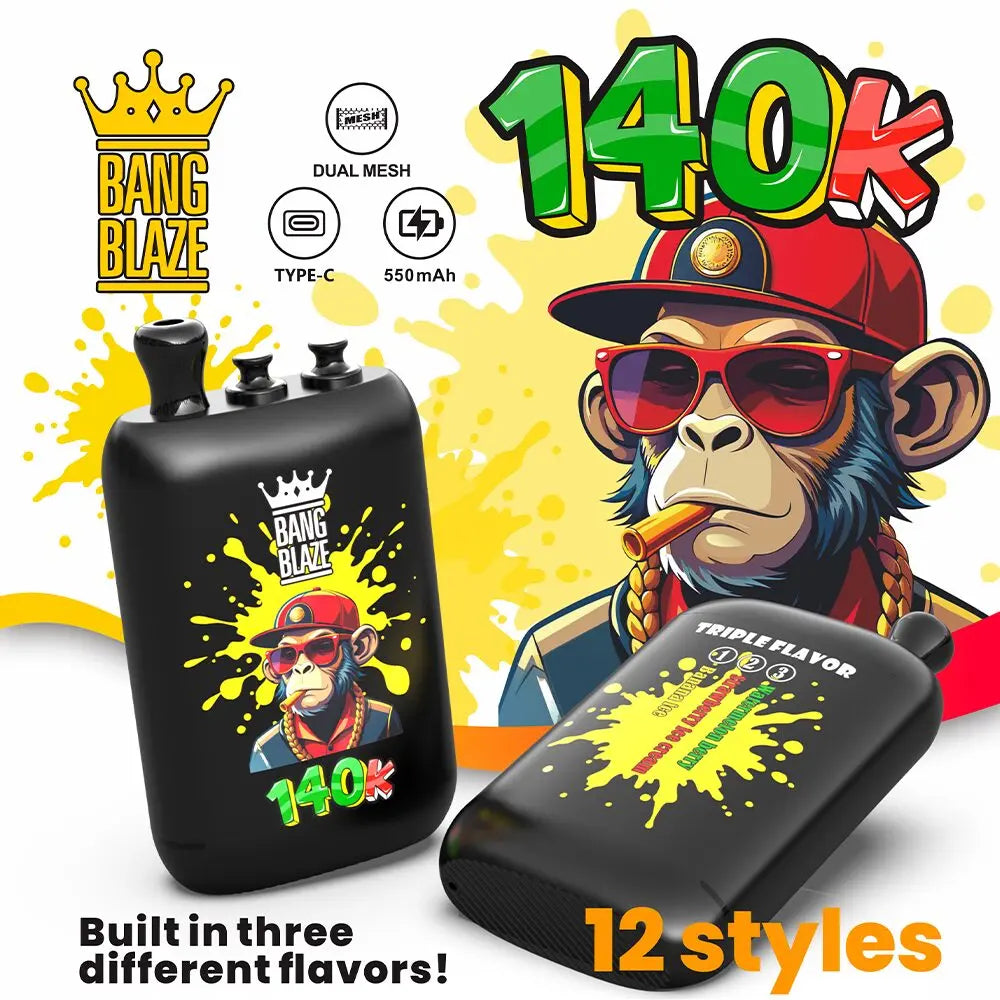 Bang Blaze 140000 140K Puffs 3 in 1 Flavors Original Rechargeable Disposable Vape