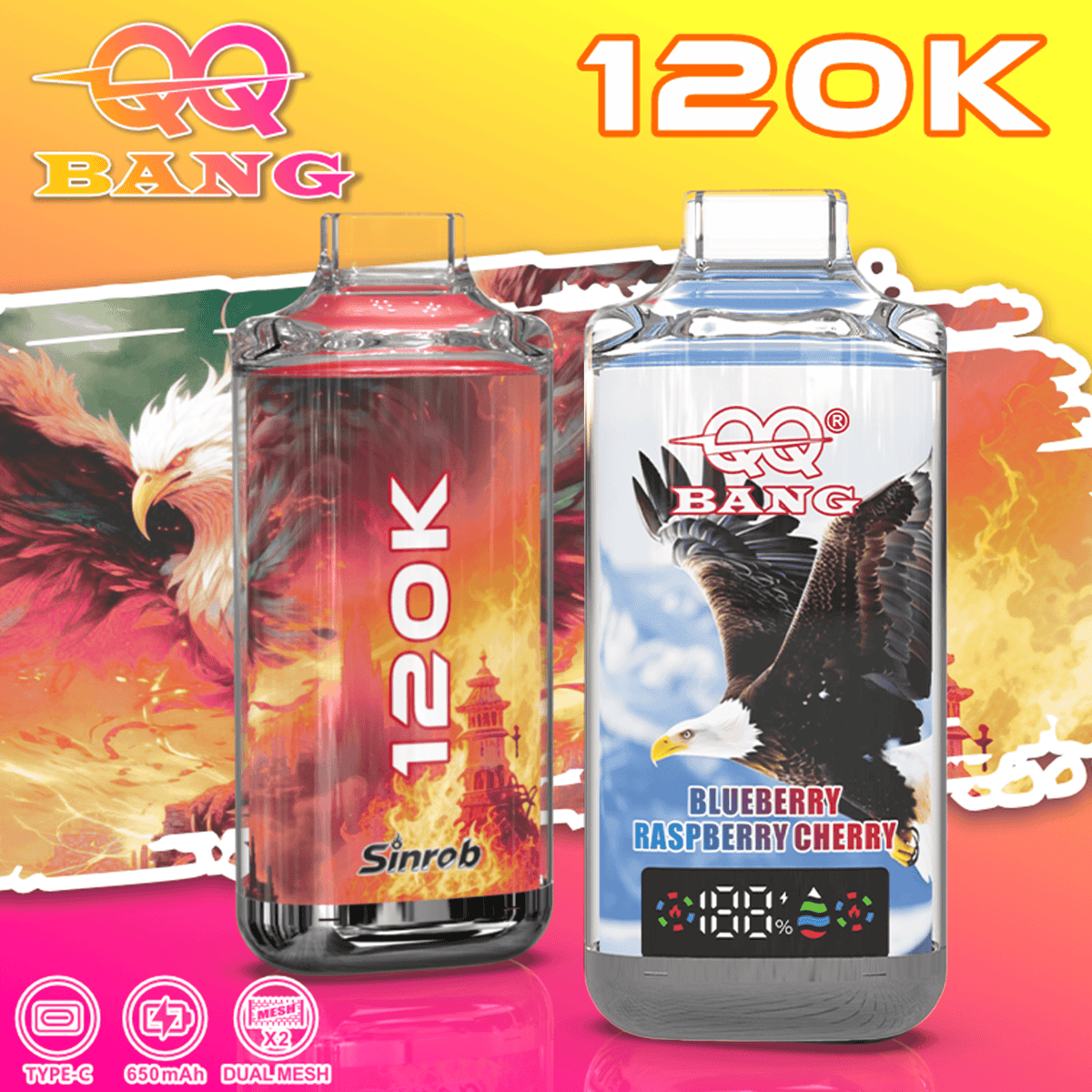QQ Bang 120K Crystal Disposable Vape – 120,000 Puffs Multi-Flavor Long-Lasting Device  - BangVapes